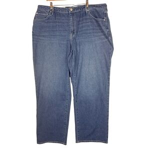 NEW Seven7 Womens 18W Loose Straight Jeans Blue High‎ Rise Denim Classic Casual